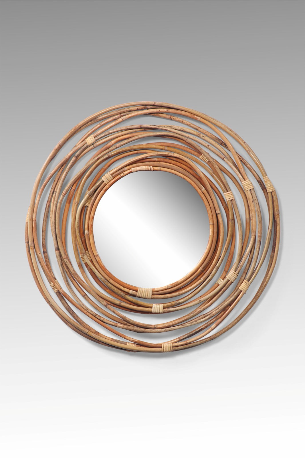 Rattan mirror – Round Rattan Mirror Big – boho decor handmade in Bali by BaliSouk