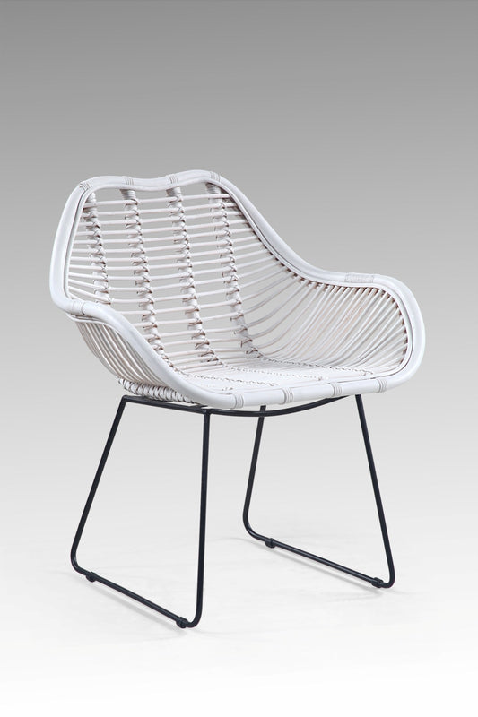 Boho rattan and iron armchair Manhattan without cushion, handcrafted in Bali