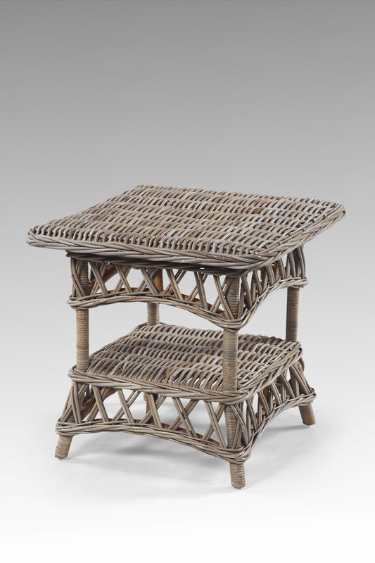 Square rattan side table Athena in grey, handcrafted in Bali