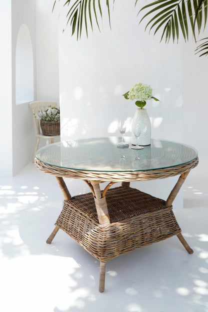 Athena Round Table With Tempered Glass