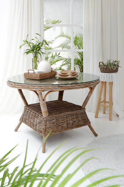 Athena Round Table With Tempered Glass