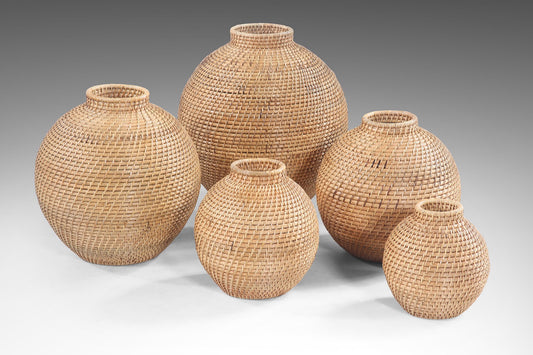 Rattan Wicker Vessel sculpture, set of 5 – Balinese decor