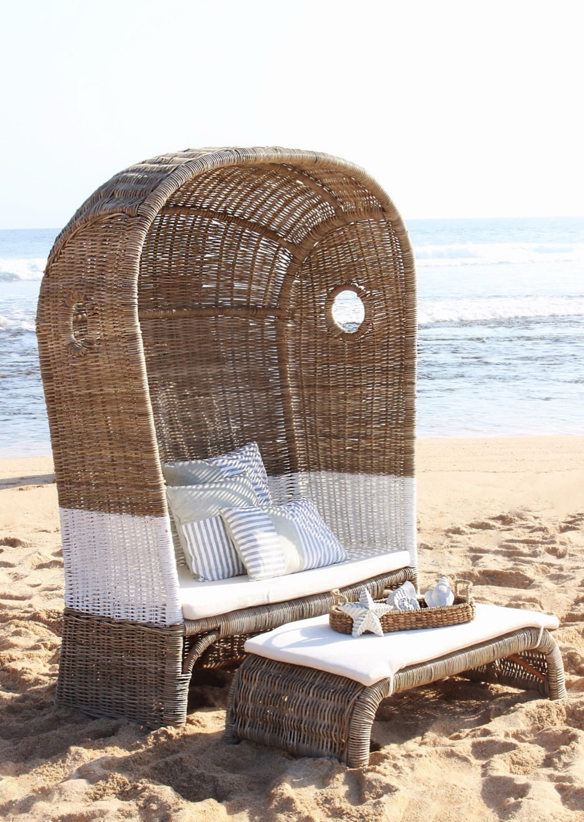 Handmade rattan stool – the Sylt Beach, boho furniture made in Bali