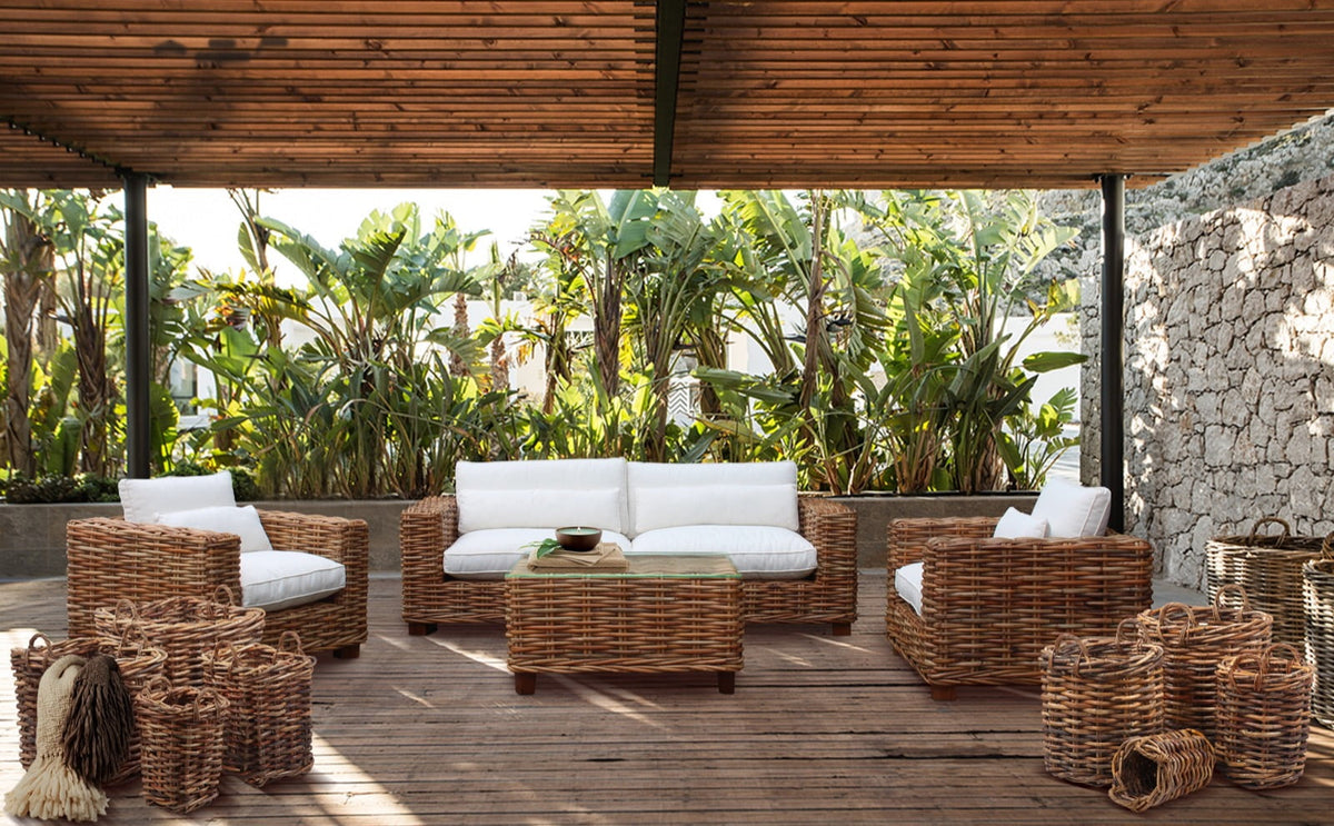 Saint Tropez living set in natural materials – handmade boho furniture from Bali