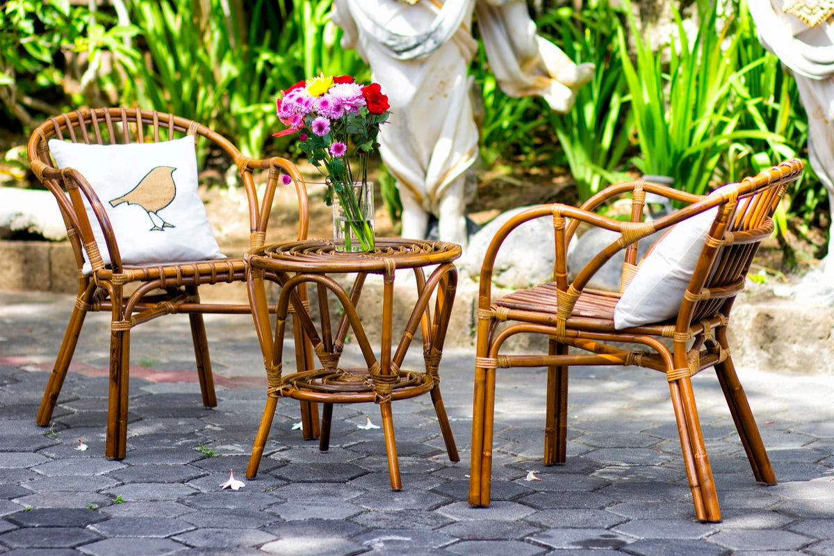 Stockholm living set in natural materials – handmade boho furniture from Bali