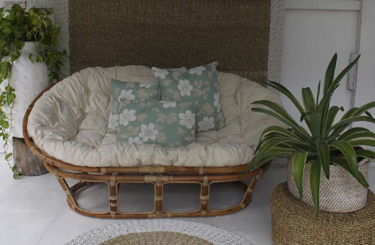 Papasan Sofa- 2 Seater With White Cushion