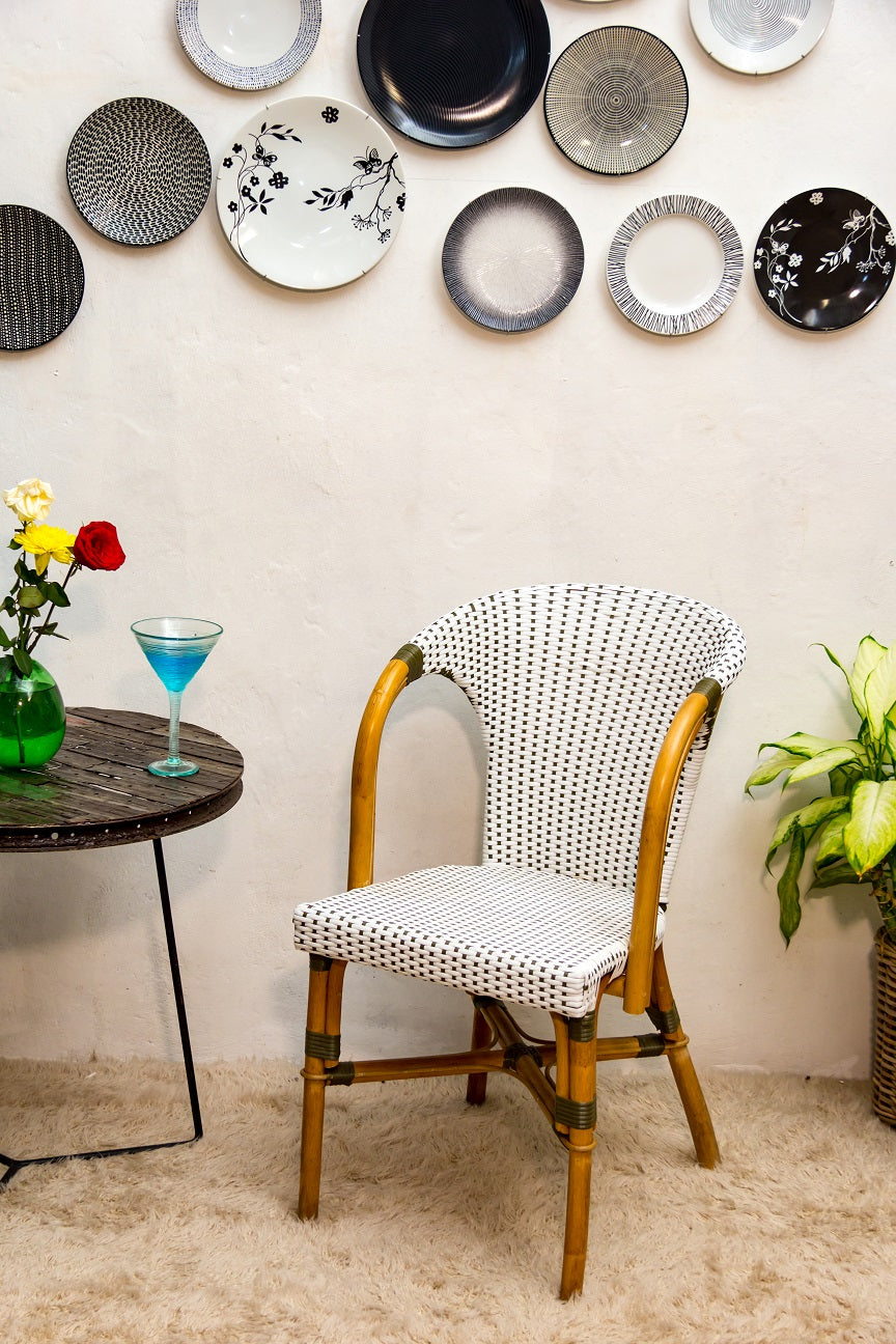 Synthetic rattan armchair – Bistro Arm, natural natural materials in boho style