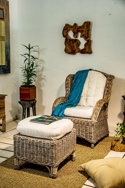 Rattan armchair – Wing Arm – boho furniture handmade in Bali by BaliSouk