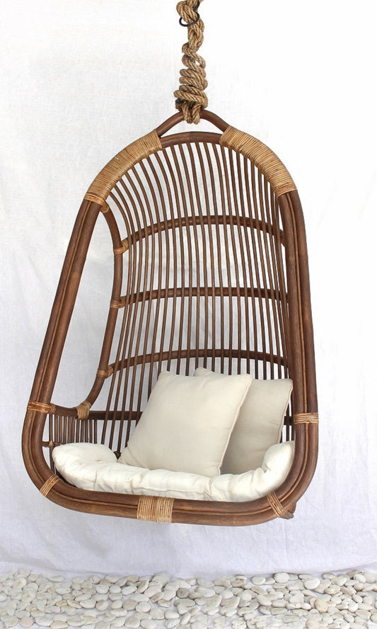 Boho rattan lounge chair Medan Swinger without cushion, crafted by hand in Bali