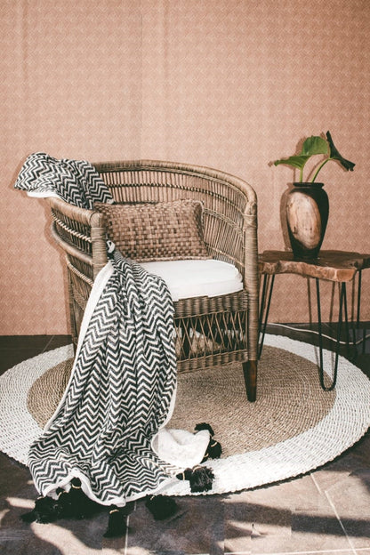 Malawi Arm Chair With White Cushion Seat