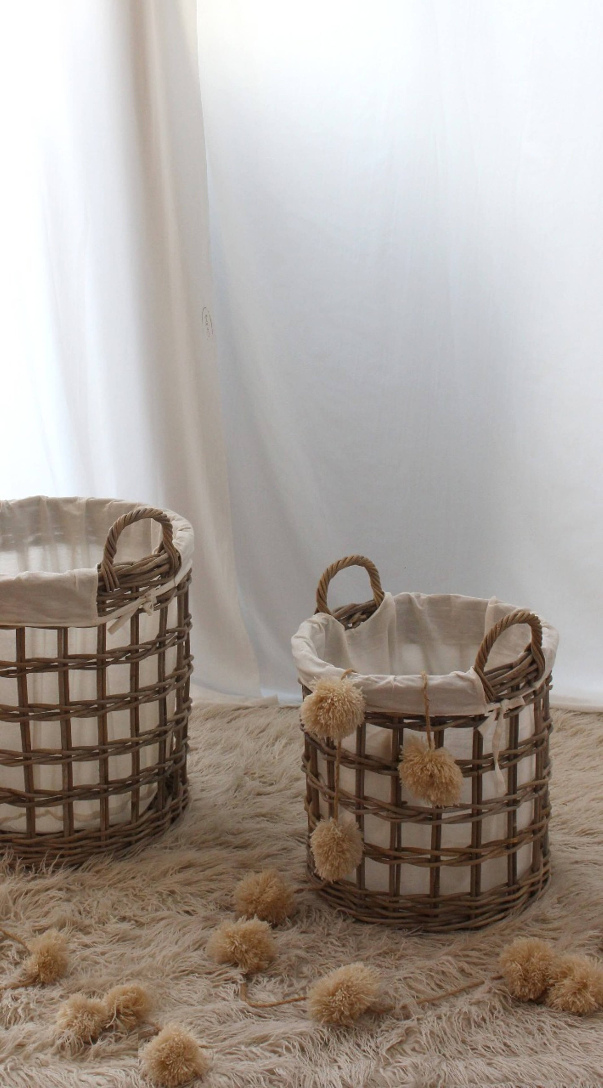 Barlow Round Basket Set Of Two With Cotton Liner