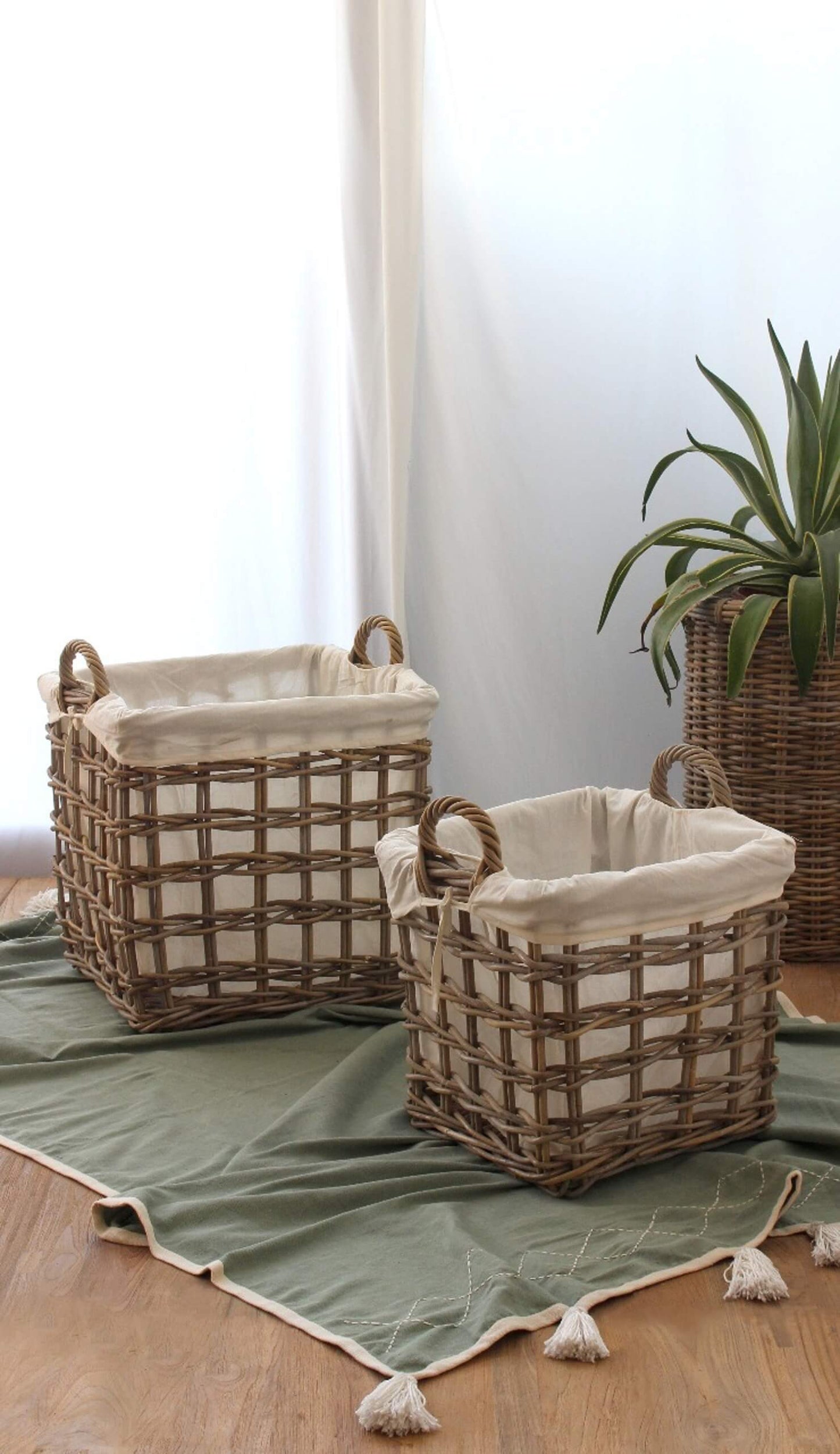 Barlow Square Basket Set Of Two With Cotton Liner