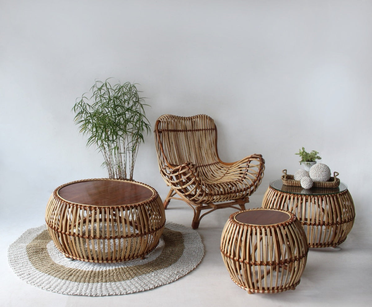Rattan coffee table Morten – boho furniture, handwoven and handmade in Bali