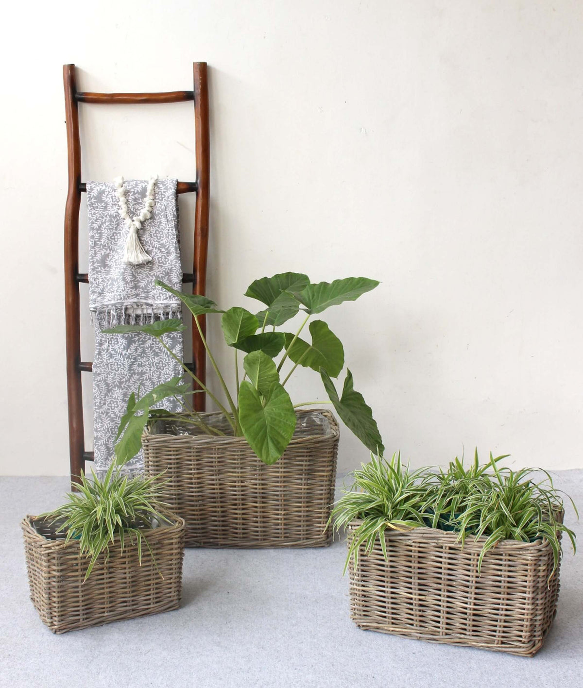 Nordic Rectangular Basket Set Of Three With Plastic Liner Inside
