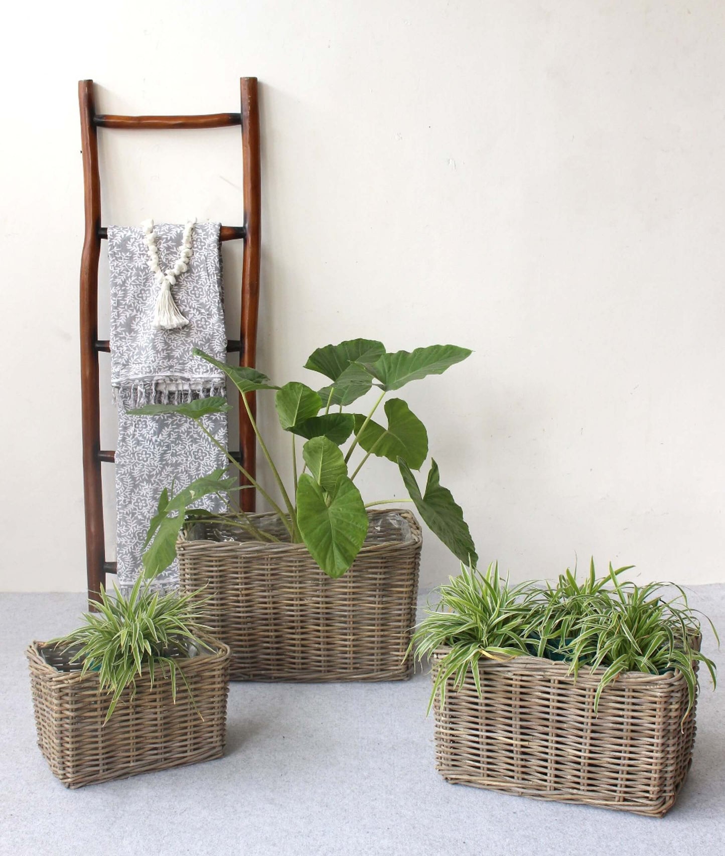 Nordic Rectangular Basket Set Of Three With Plastic Liner Inside 