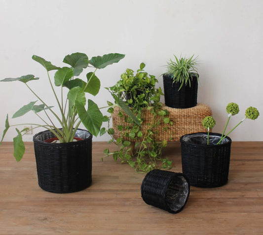 Nordic Round Basket Set Of Four With Plastic Liner Inside