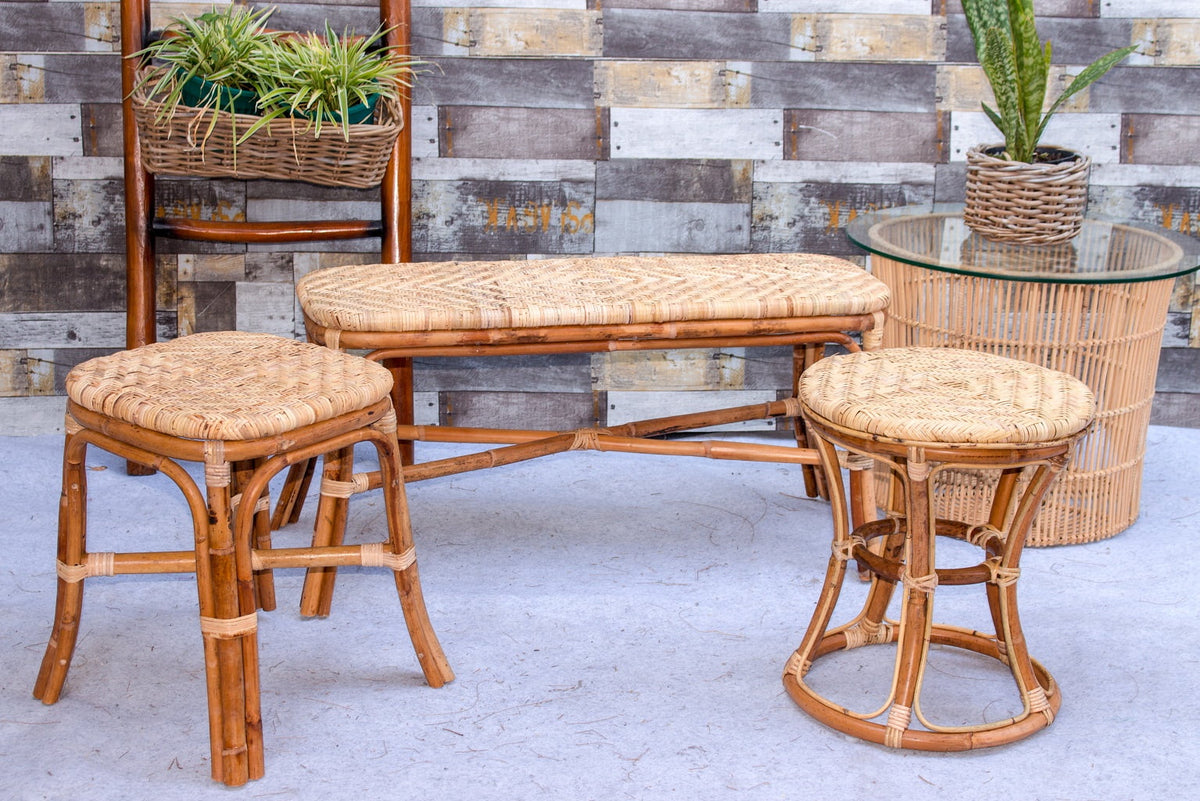 Bali stool in natural materials – handmade boho furniture from Bali