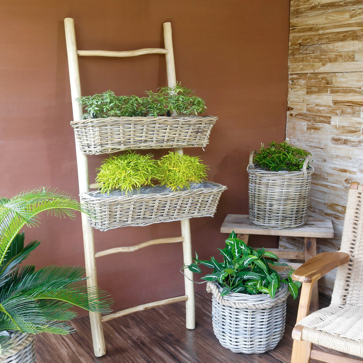Rattan planter Verona Balcony – boho decor handcrafted in Bali by BaliSouk