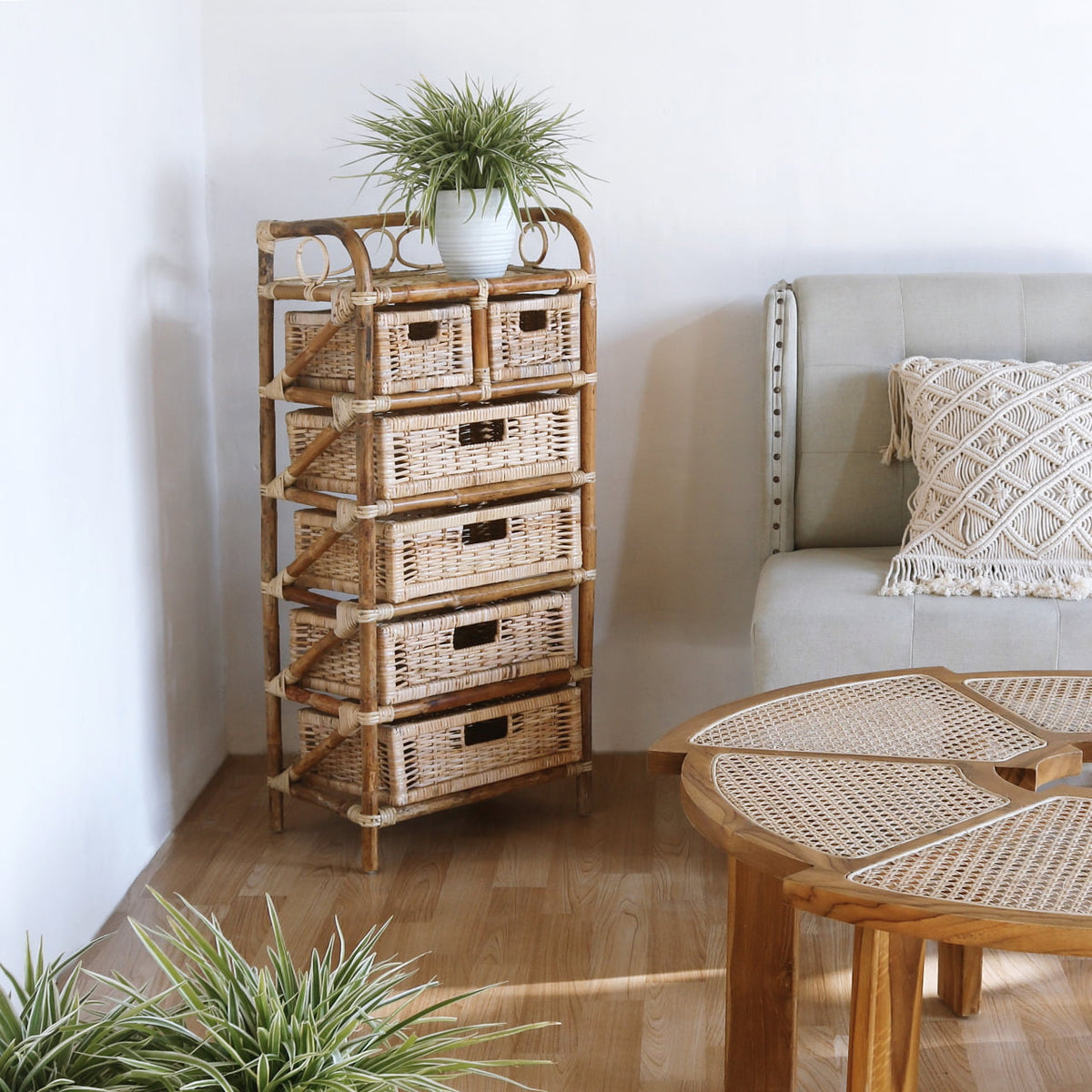 Rattan rack Santos – boho furniture handcrafted in Bali by BaliSouk