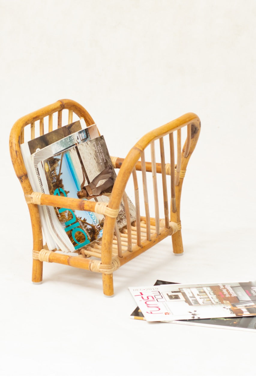 Kamile magazine holder, boho decor handmade by Balinese artisans