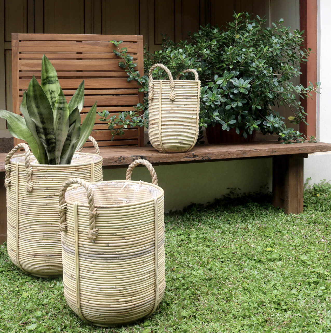 Kika Baskets Set Of Three With Plastic Inside