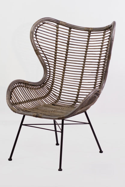 Wing chair, boho furniture handmade by Balinese artisans
