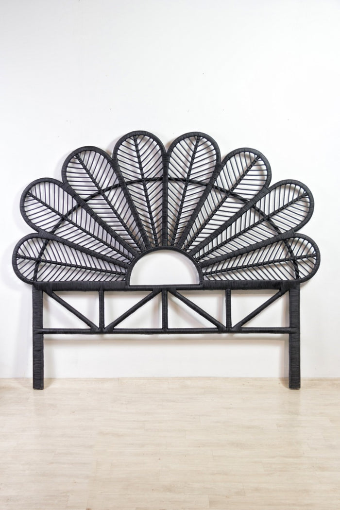 The Rattan Headboard Black headboard – natural materials, boho furniture handmade in Bali