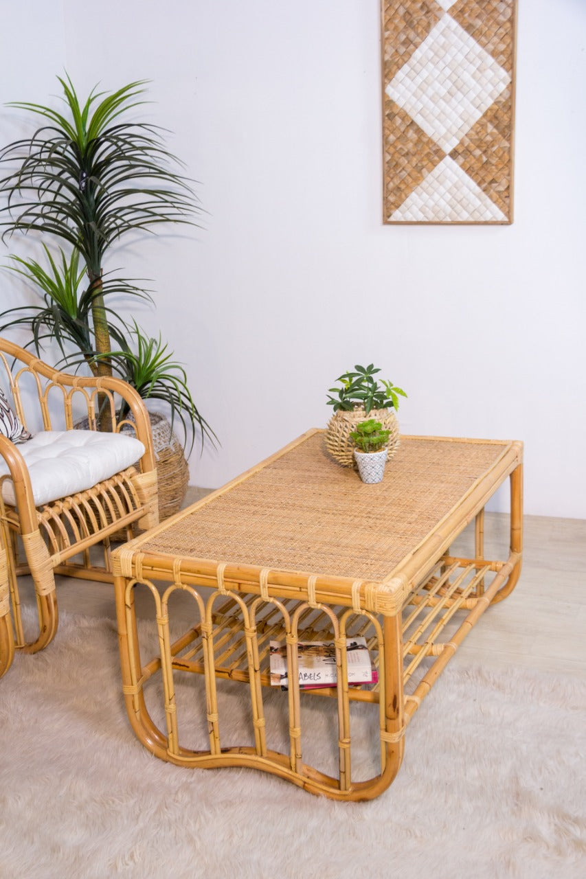 Handmade rattan coffee table – the Tyas, boho furniture made in Bali