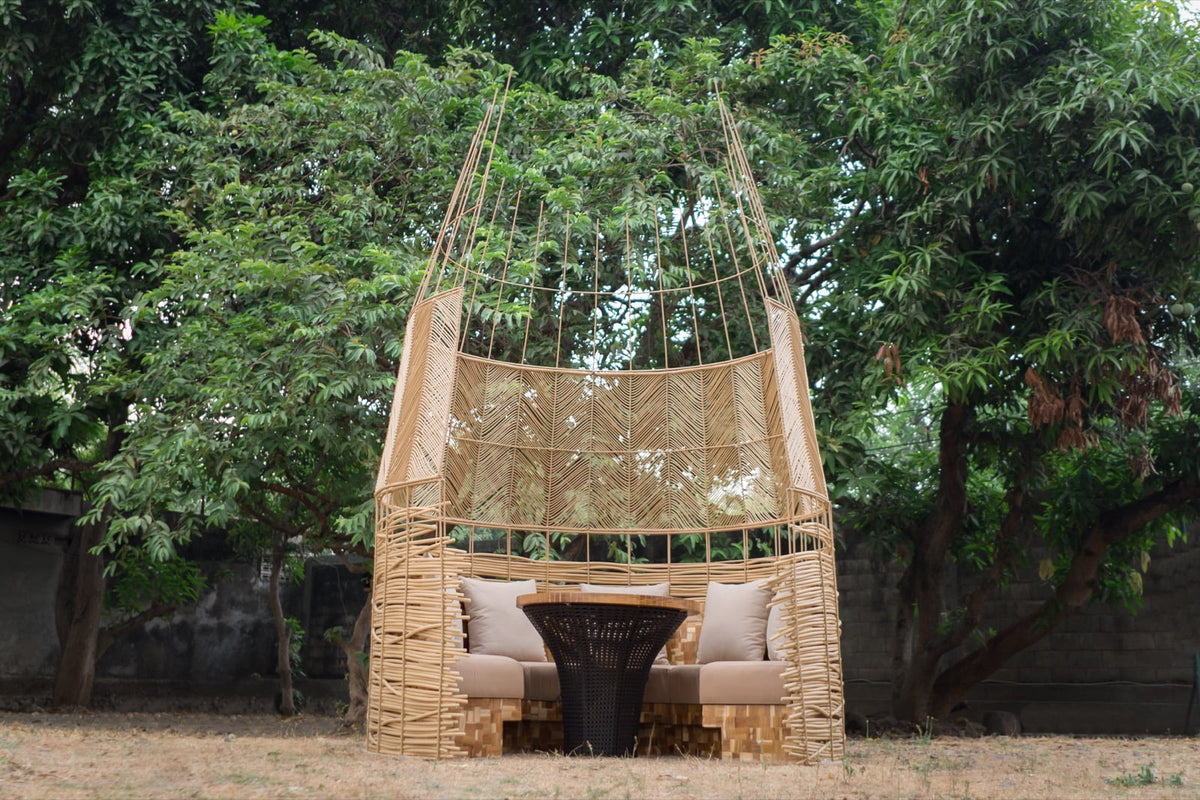 Rattan bench Cocoon Pod – boho furniture, handwoven and handmade in Bali