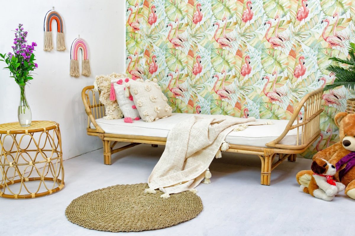 Charmella Curve sofa, boho furniture handmade by Balinese artisans