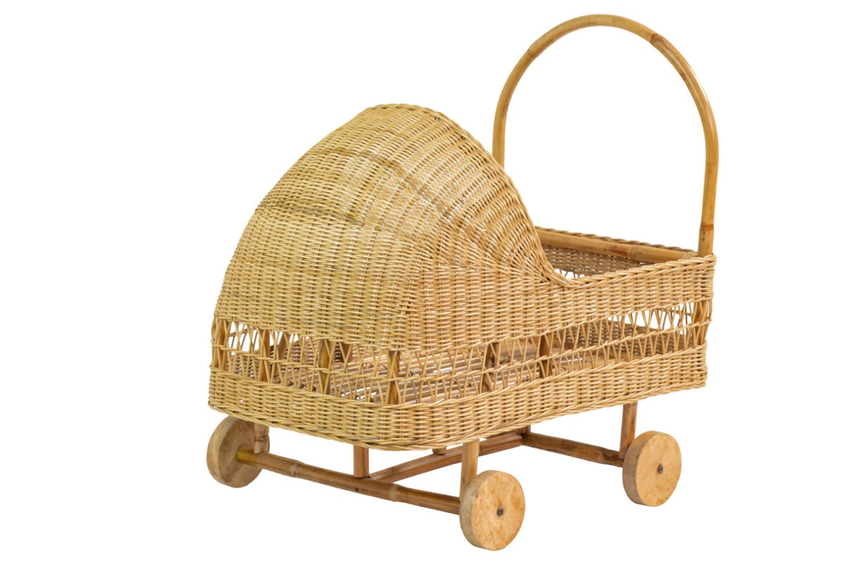 Baby trolley in natural materials – boho furniture by BaliSouk