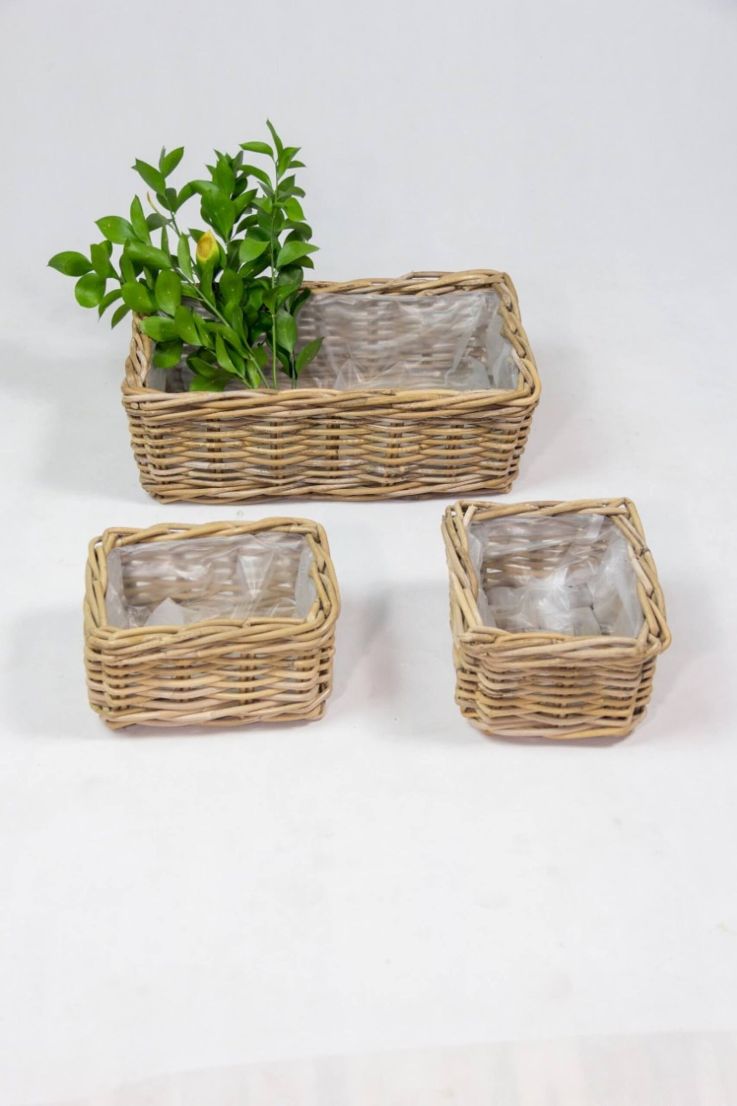 Verona Rectangular Basket Set Of Three With Plastic Lining                              