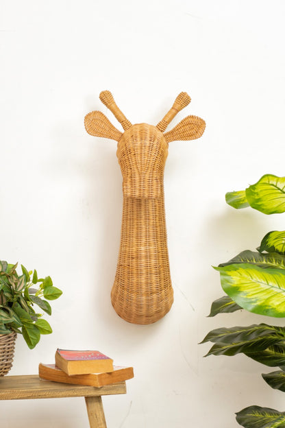 Giraffe sculpture in natural materials – handmade boho decor from Bali