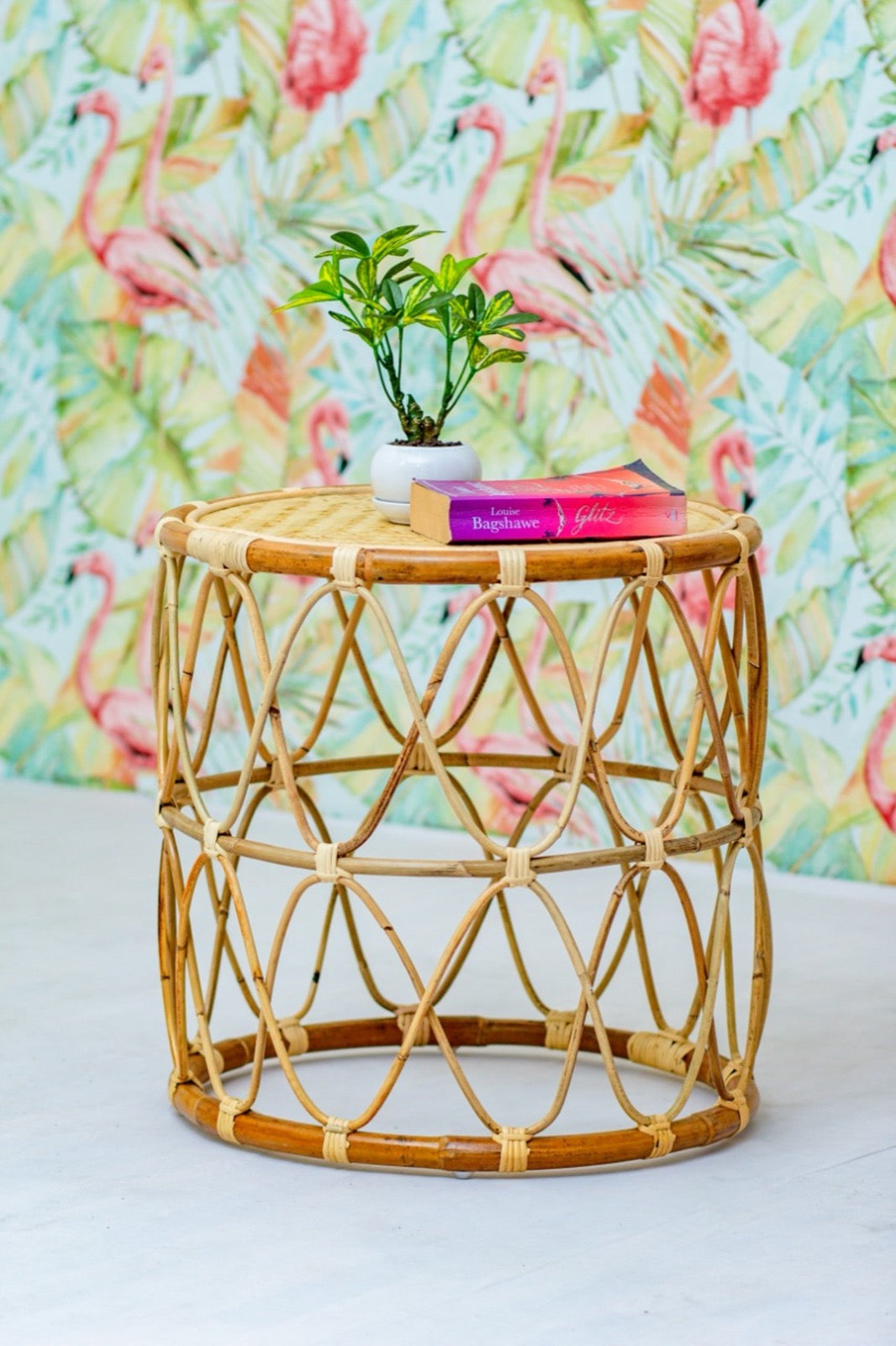 Handmade rattan side table – the Kingston, boho furniture made in Bali