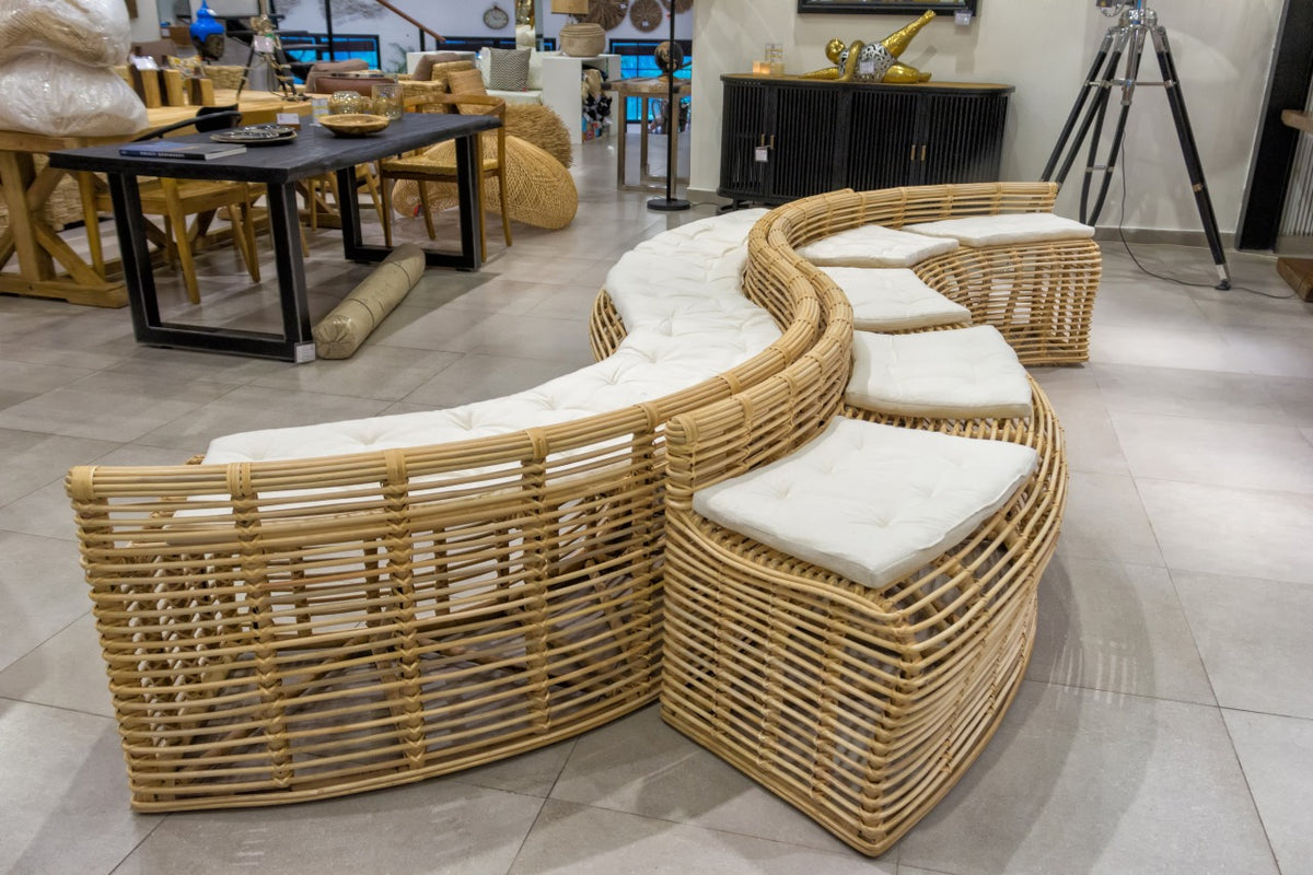 Rattan bench – Vezouvio, natural natural materials in boho style