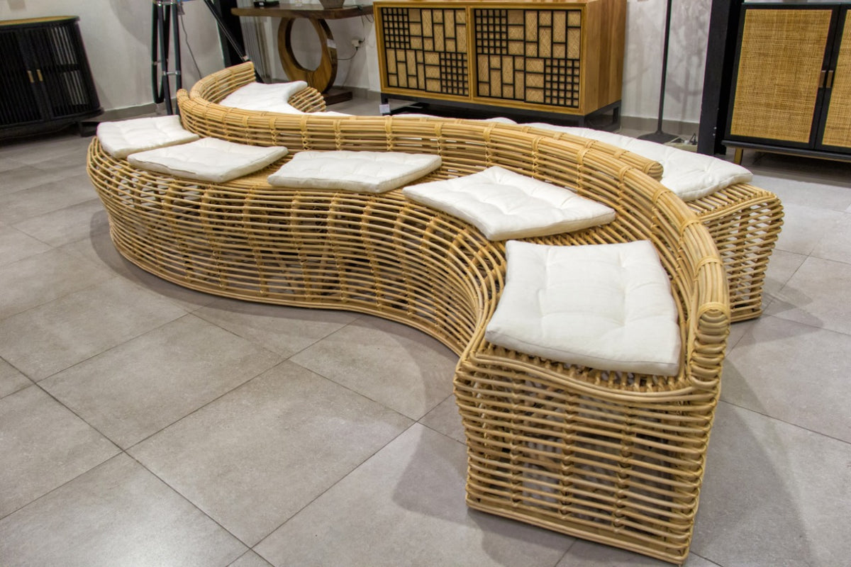 Rattan bench – Vezouvio, natural natural materials in boho style