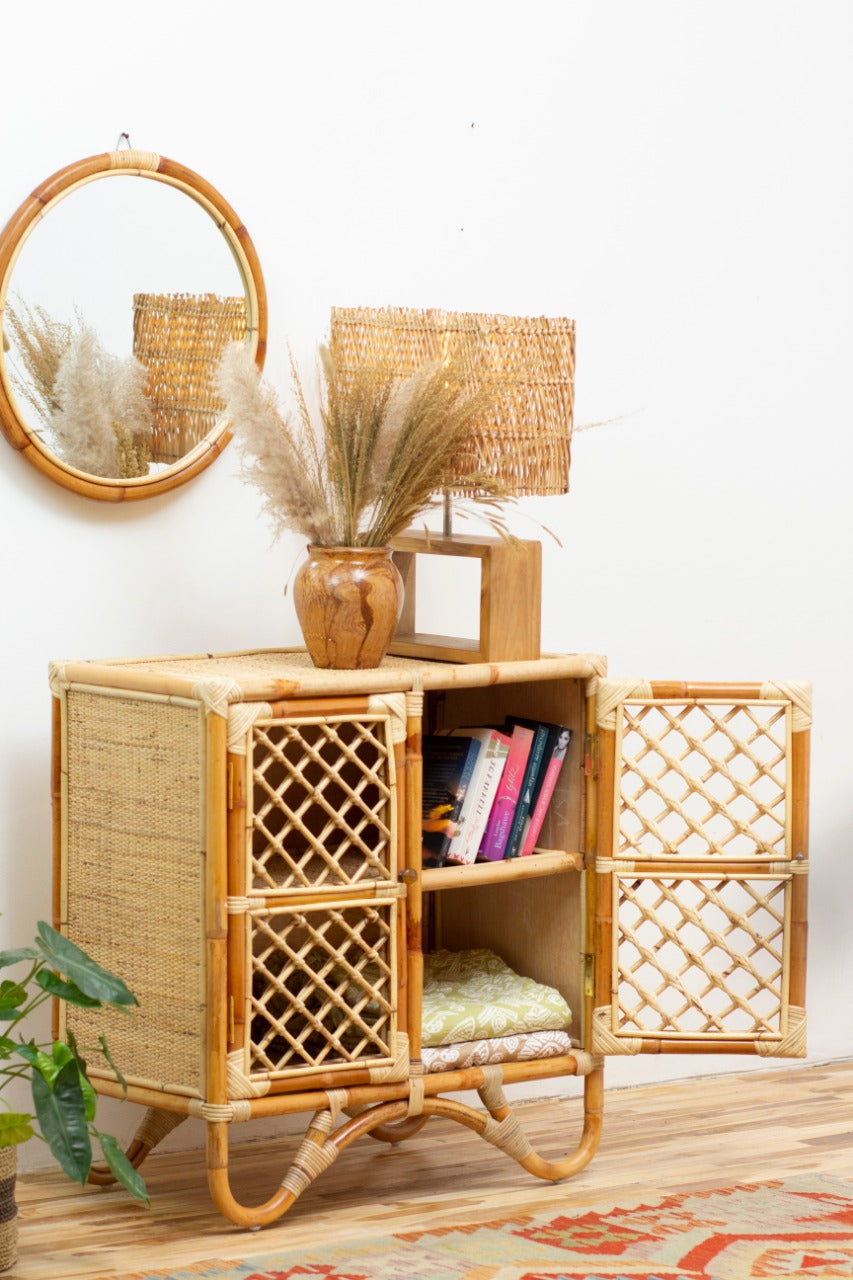 Pauline Doors cabinet in natural materials – boho furniture by BaliSouk