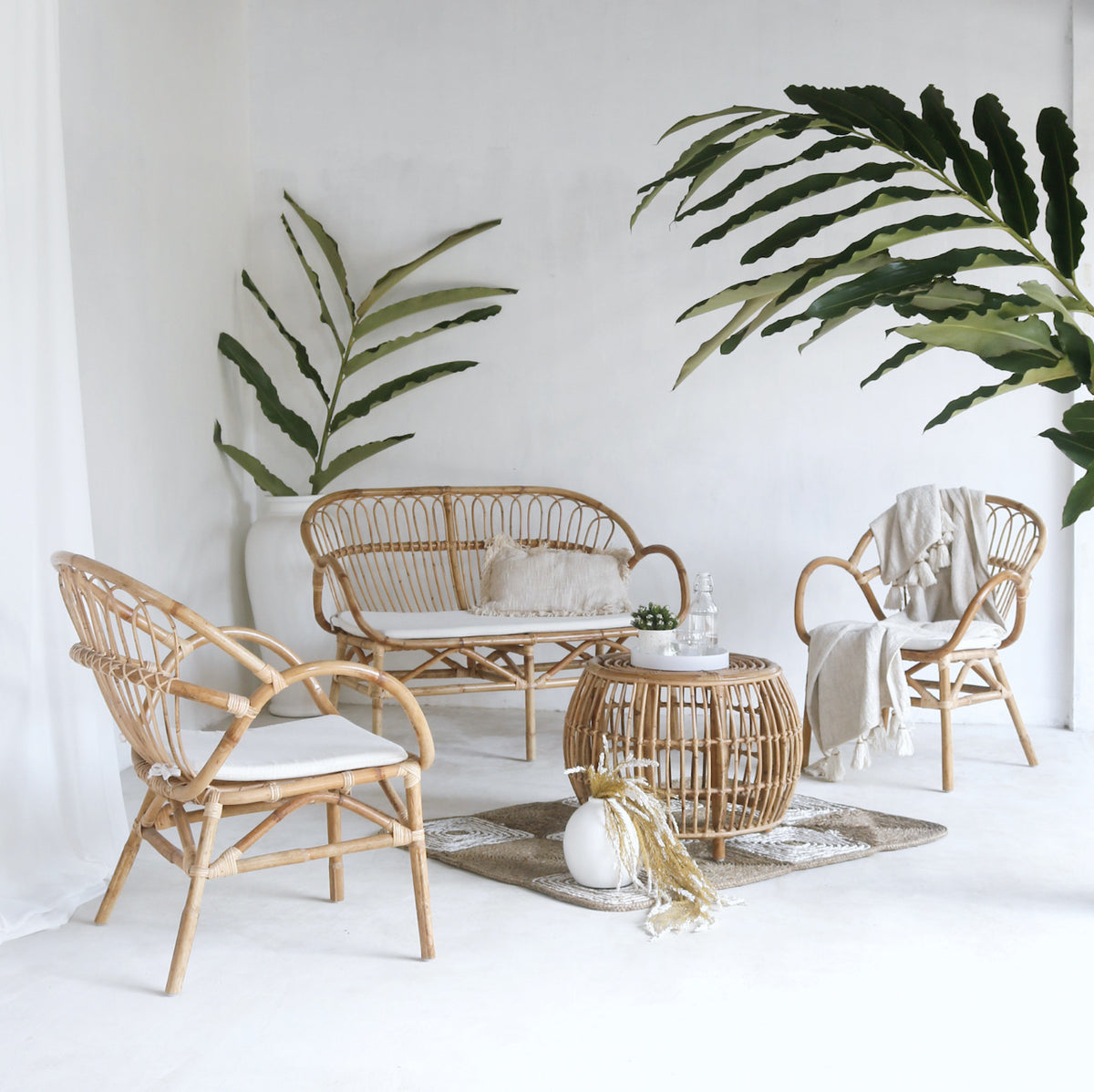 Mandaly – natural materials living set, boho furniture from Bali