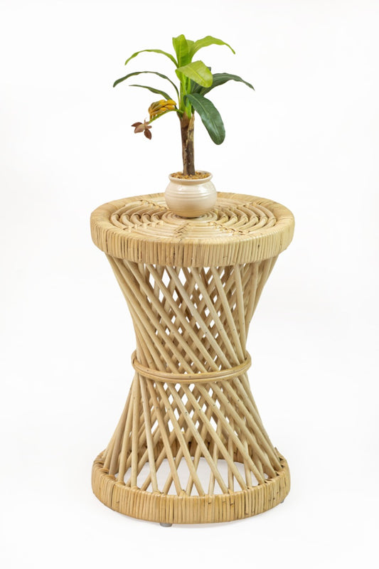 Boho rattan side table String Small without glass top, handmade in Bali