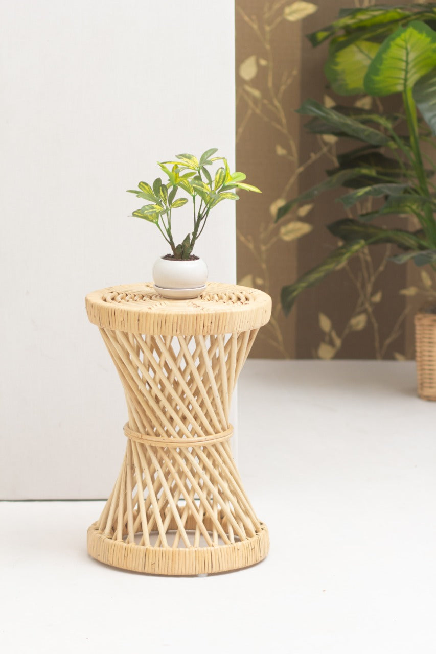 Rattan side table String – handmade in Bali, boho style