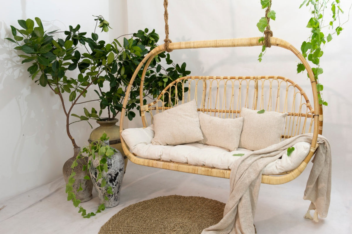 Rattan hanging chair – Dagmar, natural natural materials in boho style