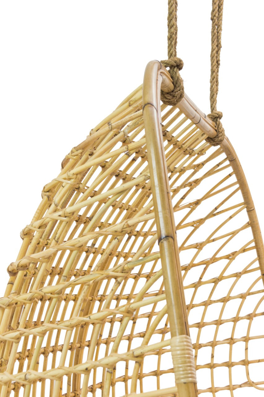 Rattan hanging chair Alex – boho furniture, handwoven and handmade in Bali