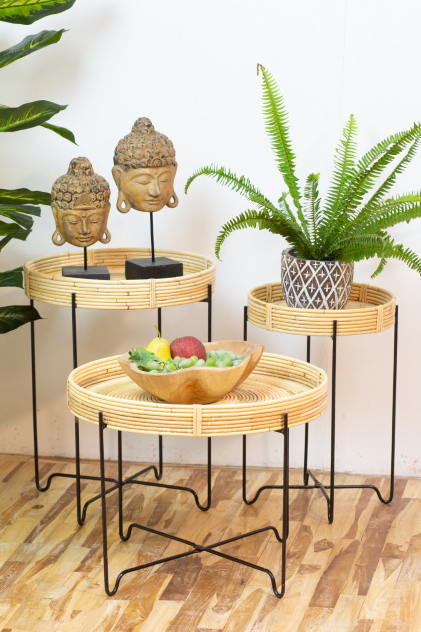 Caruso Nest Table Knock Down table in natural materials – boho furniture by BaliSouk