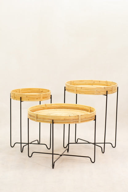Handcrafted rattan table – Caruso Nest Table Knock Down, boho furniture from BaliSouk