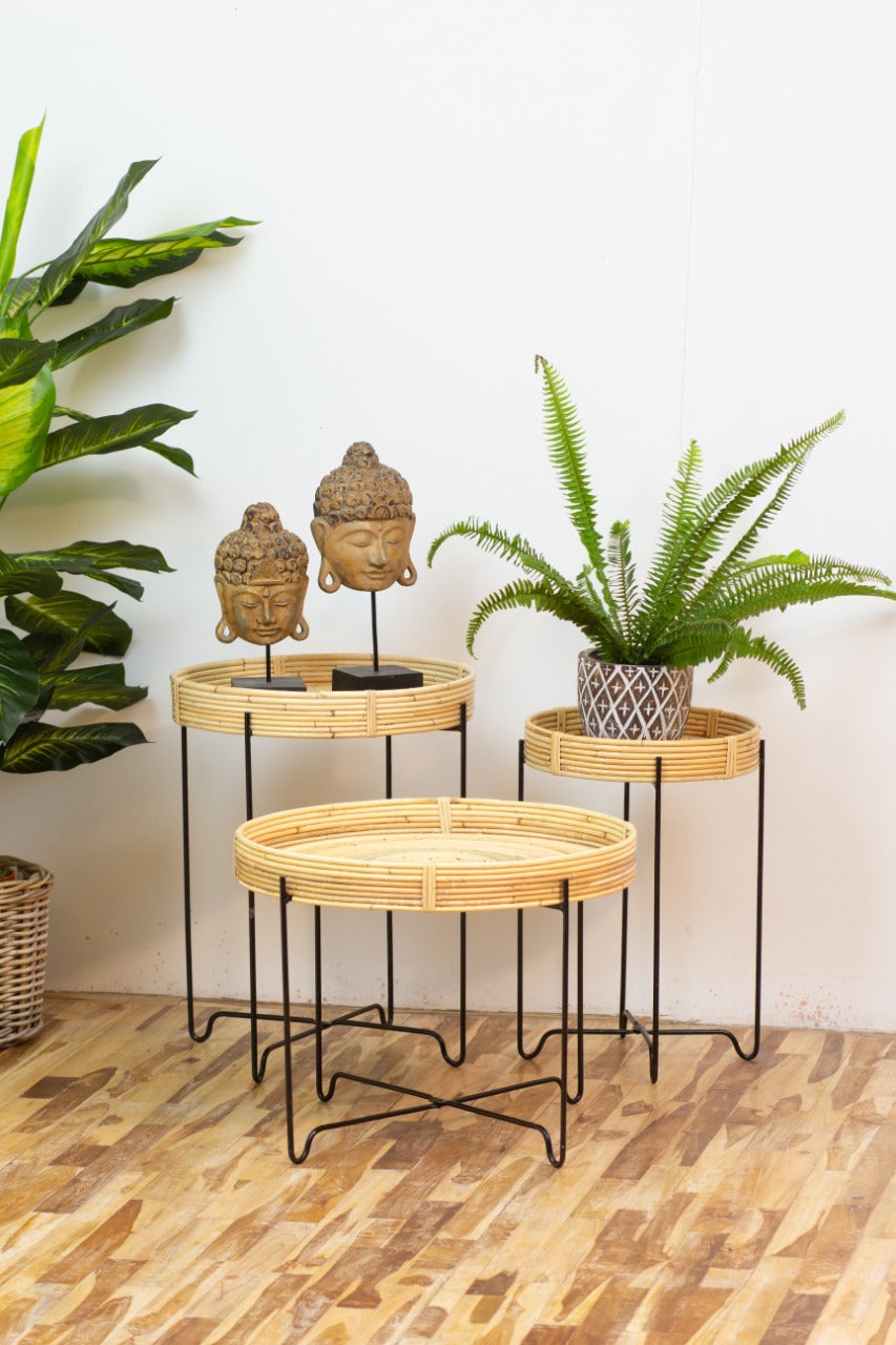 Rattan table – Caruso Nest Table Knock Down, natural natural materials in boho style