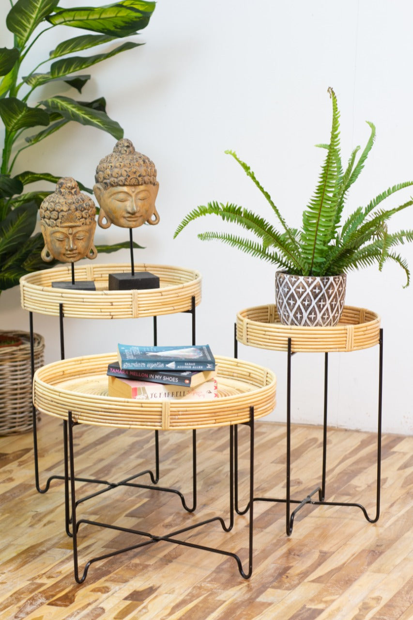 Caruso Nest Table Knock Down table, boho furniture handmade by Balinese artisans
