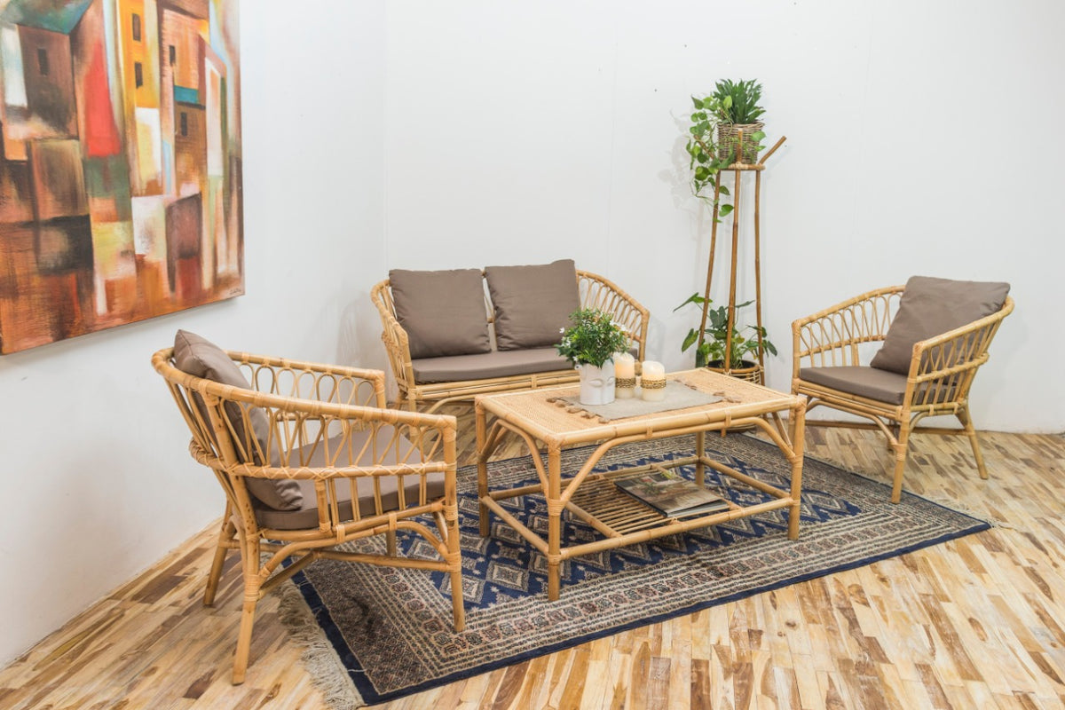 The California living set – natural materials, boho furniture handmade in Bali