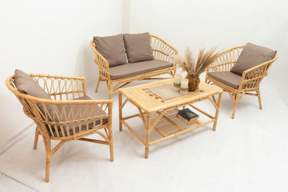 California living set in natural materials – boho furniture by BaliSouk