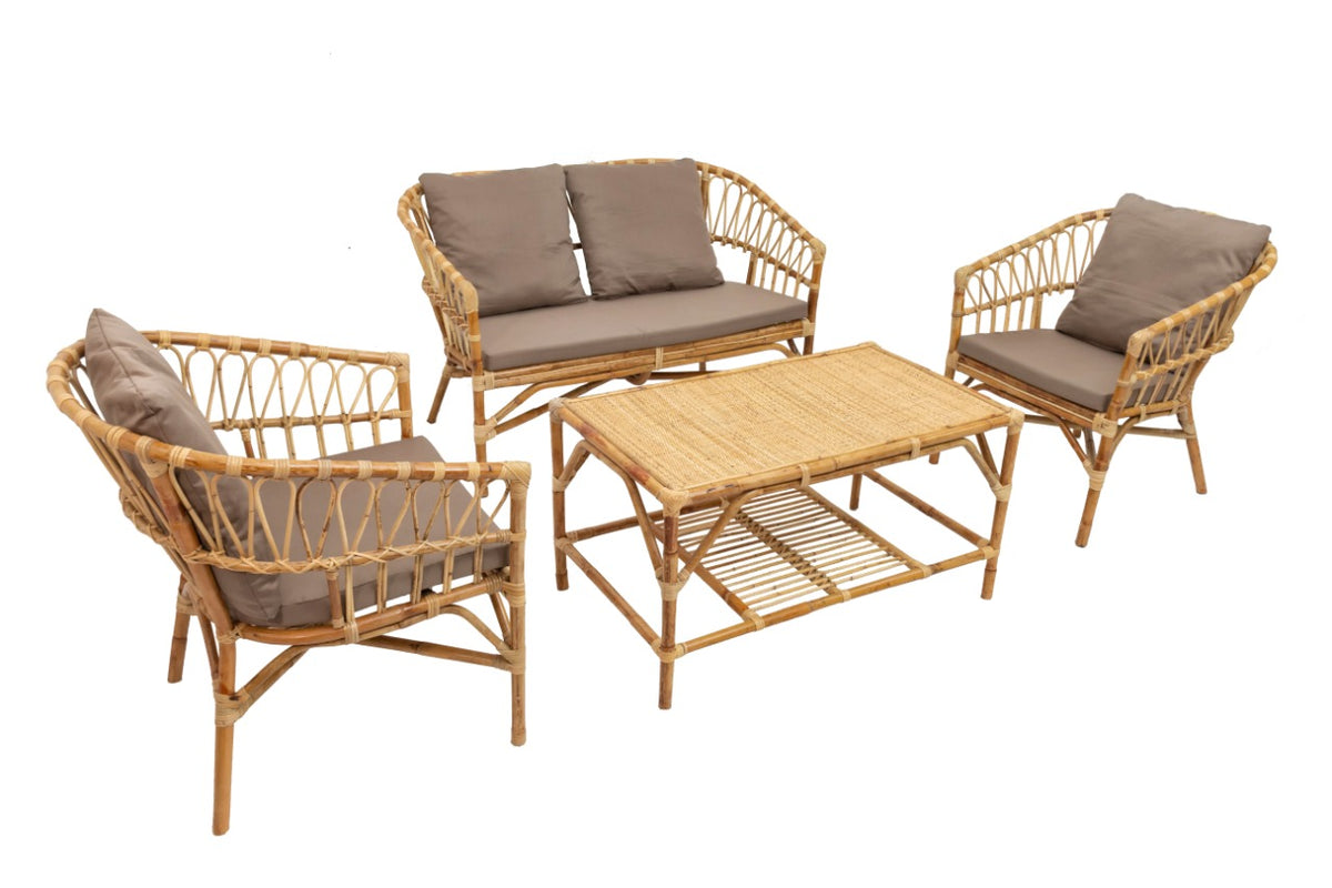 Handcrafted rattan living set – California, boho furniture from BaliSouk