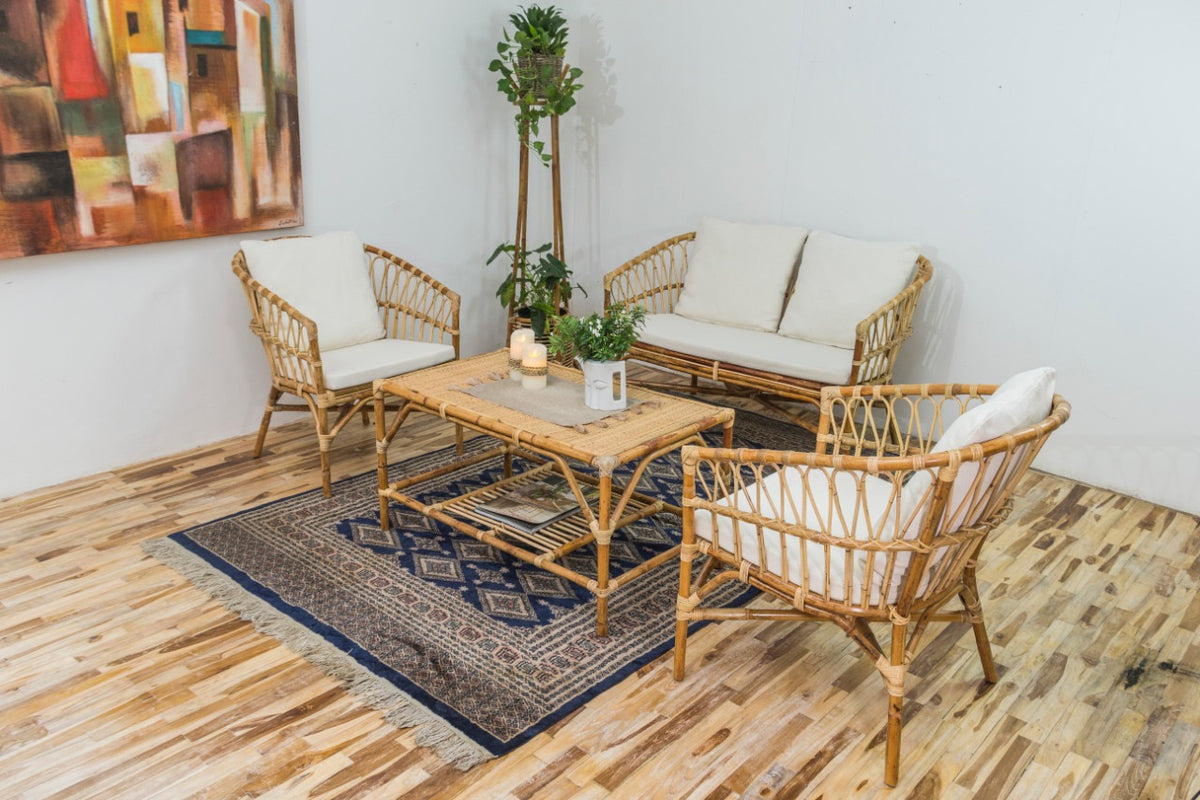 Rattan living set – California, natural natural materials in boho style